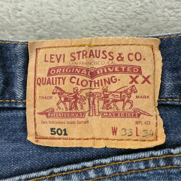 Vintage Levi's 501XX Straight Leg Button Fly Denim Jeans Men's Sz 31x28 Made UK - Picture 2 of 11